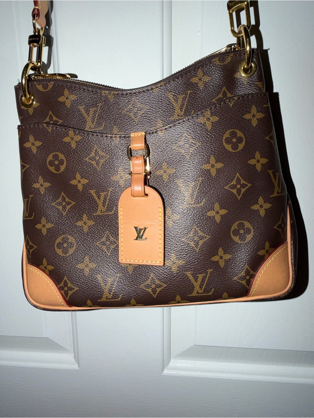 Louis Vuitton Monogram Shoulder Bag in Brown and Tan with Gold Hardware - Picture 8 of 10